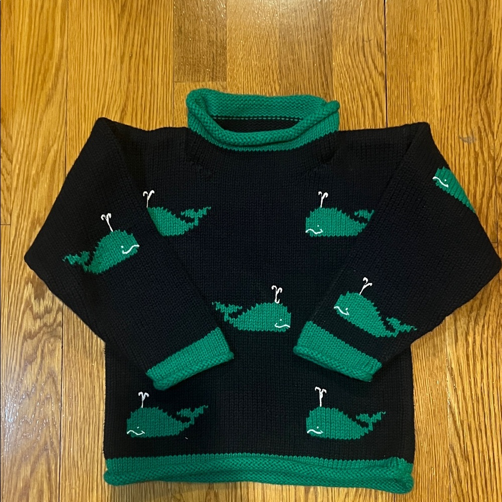 Claver Boys Navy and Green Whale Sweater